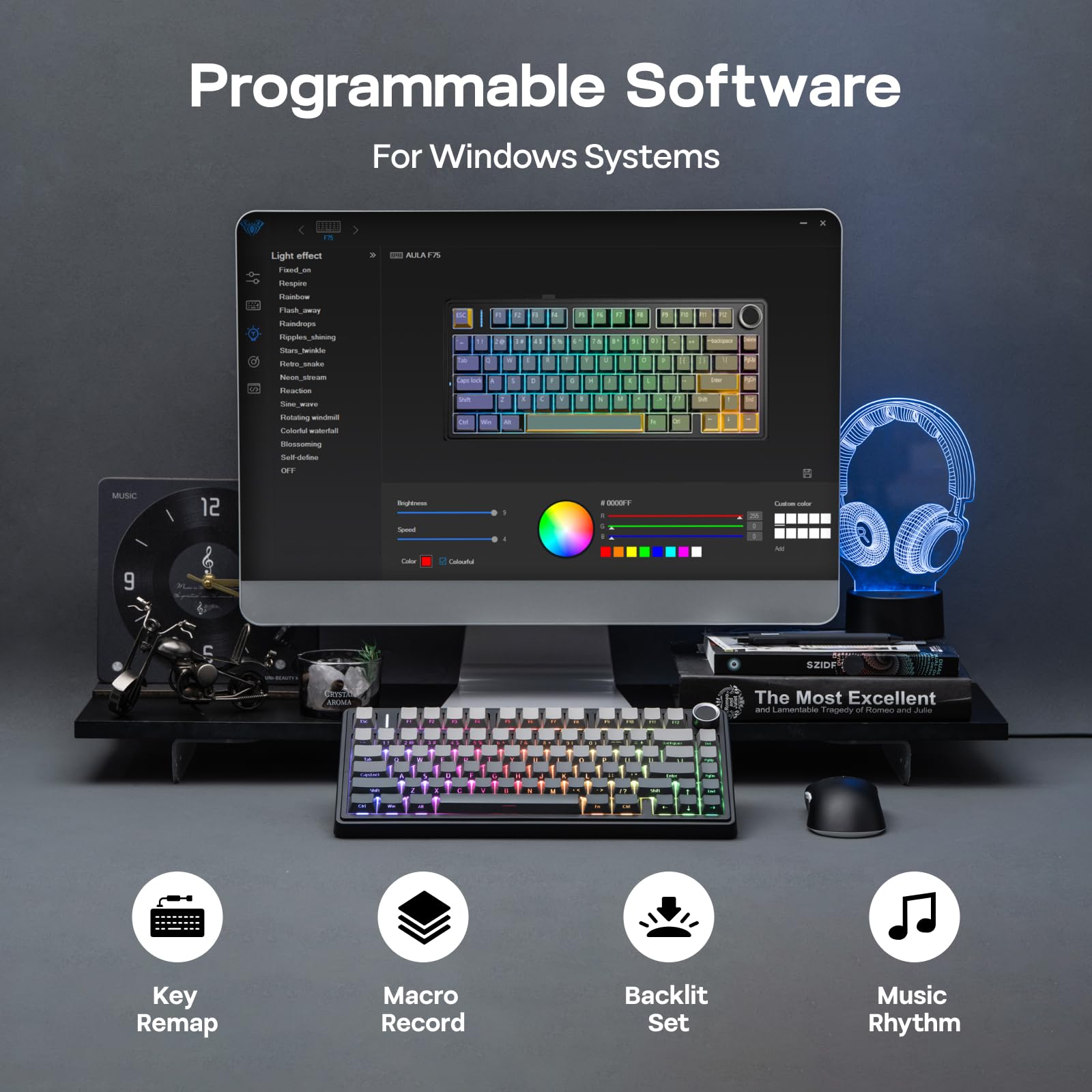 EPOMAKER x Sala de aula F75 teclado mecânico Gasket, para jogos 75